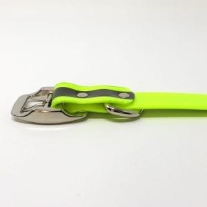 K-9 Komfort 1 Inch Reflective Neon Yellow D Ring Collar