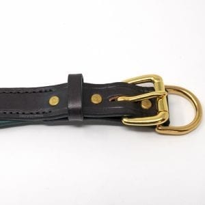 1 Inch Mahogany Hunter Green Padded Leather Collar