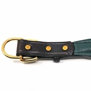 1 Inch Mahogany Hunter Green Padded Leather Collar