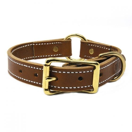 1 Inch Tan Leather Center Ring Collar - Front Range Gun Dog