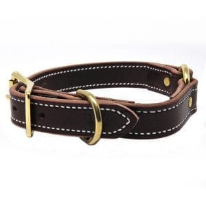 1 Inch Burgundy Leather Center Ring Collar