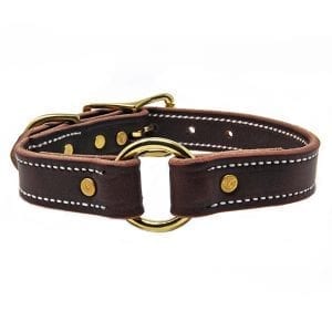 1 Inch Burgundy Leather Center Ring Collar