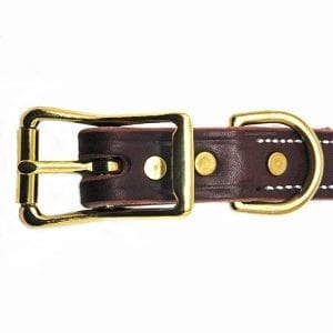 1 Inch Burgundy Leather Center Ring Collar