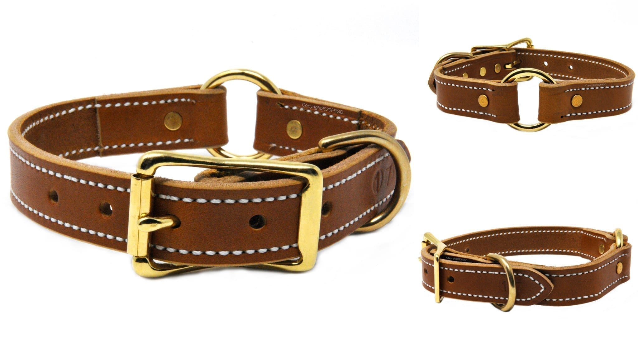 1 Inch Tan Leather Center Ring Collar - Front Range Gun Dog