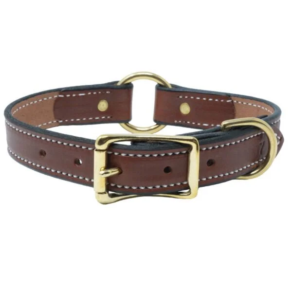 1 Inch Chestnut Premium Leather Center Ring Collar Front Range Gun Dog