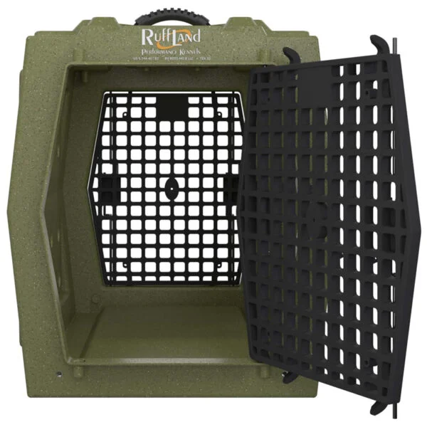 Ruff Land Kennels Intermediate Double Door Dog Kennel OD Green