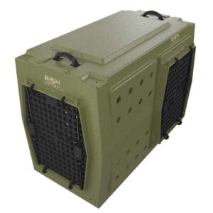 Ruff Land Kennels XL Double Door Dog Kennel - Front and Right OD Green