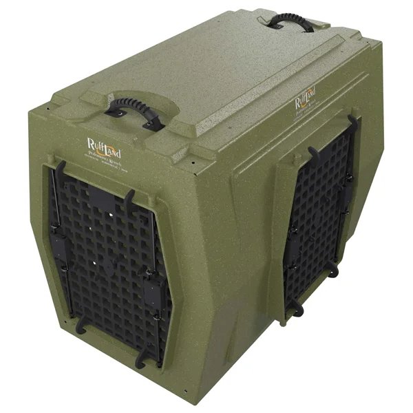 Ruff Land Kennels Large Double Door Right Side Entry Dog Kennel OD Green